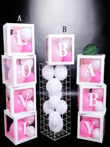 4pcs Square Clear Paper Box Without Balloon