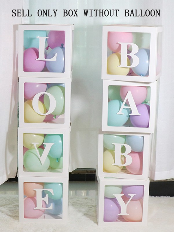 4pcs Square Clear Paper Box Without Balloon