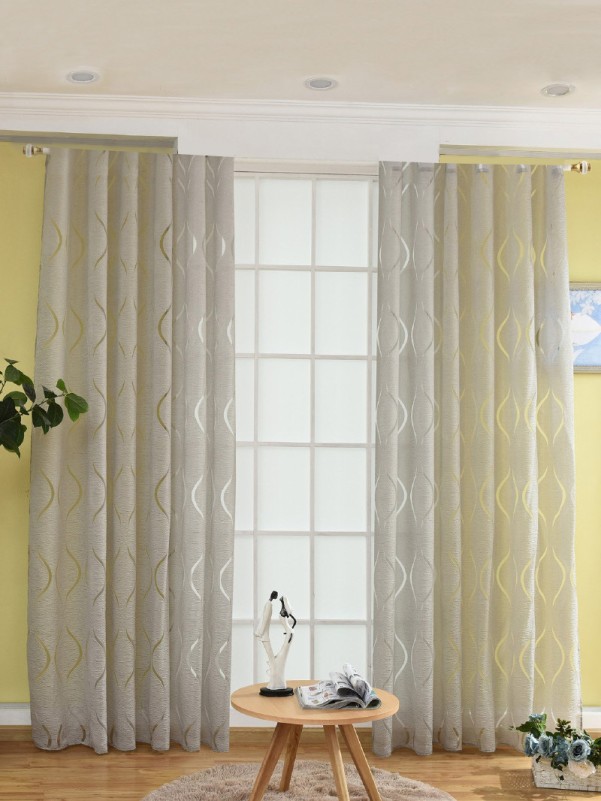 Geometric Print Eyelet Sheer Curtain 1pc