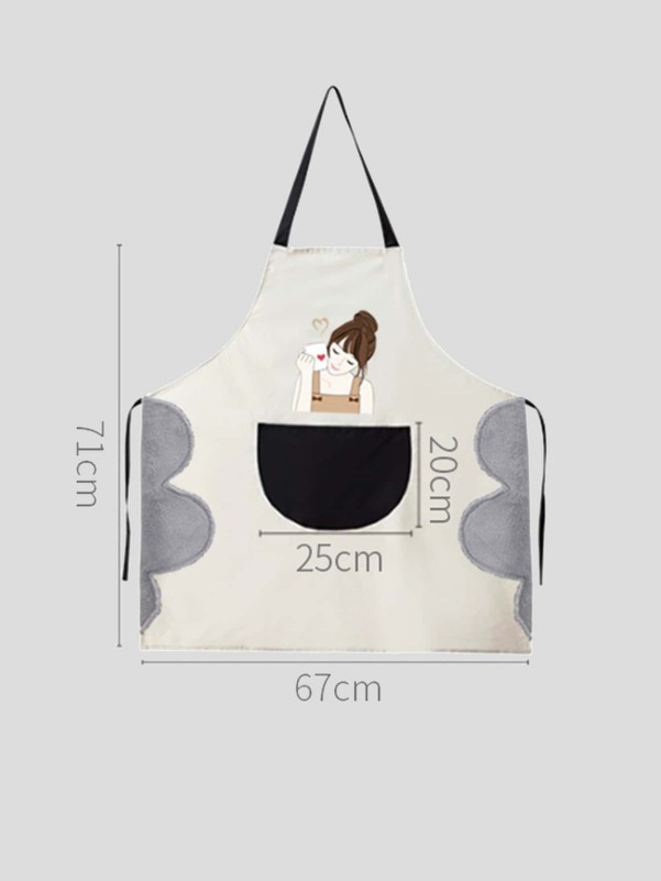 Cartoon Girl Print Apron