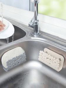 1pc Suction Cup Design Sponge Storage Rack