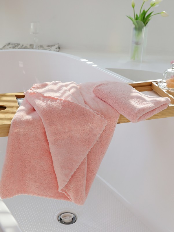2pcs Plain Bath Towel & Face Towel Set