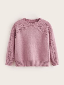 Toddler Girls Eyelet Detail Raglan Sleeve Sweater