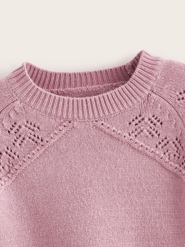 Toddler Girls Eyelet Detail Raglan Sleeve Sweater