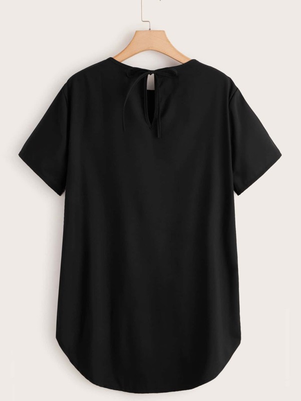 Plus Solid Dip Hem Blouse