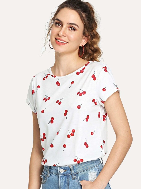 Allover Cherry Print T-shirt