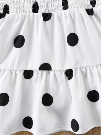 Baby Girl Polka Dot Shirred Bow Cami Dress