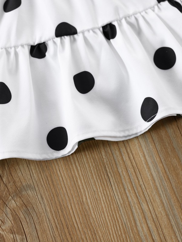 Baby Girl Polka Dot Shirred Bow Cami Dress