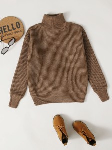 Boys High Neck Drop Shoulder Sweater