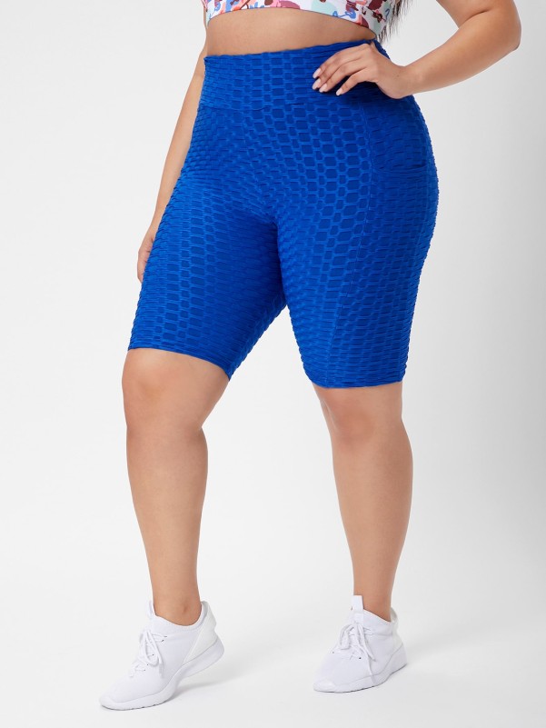 Plus Textured Sports Shorts With Phone Pocket