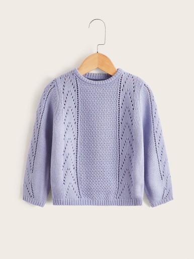 Toddler Girls Pointelle Knit Sweater