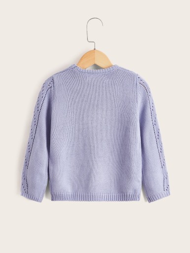 Toddler Girls Pointelle Knit Sweater