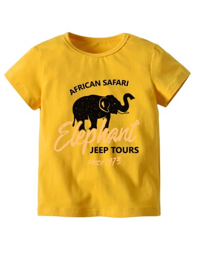 Toddler Boys Elephant & Slogan Graphic Tee