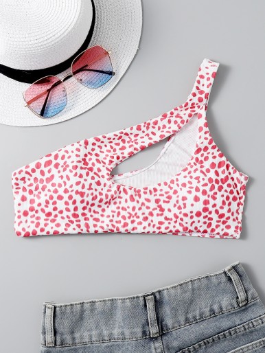 Dalmatian Cut-out One Shoulder Bikini Top