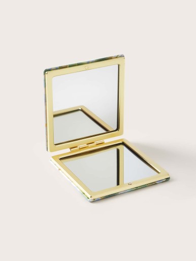 Crane & Floral Pattern Double-sided Mini Makeup Mirror