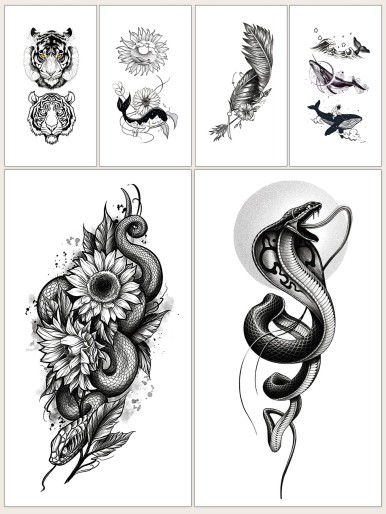 6sheets Animal Graphic Tattoo Sticker