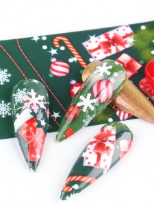 10sheets Christmas Cartoon Graphic Nail Transfer Sticker