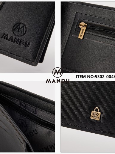 Men's wallet with perforated slot and Mando logo - Black