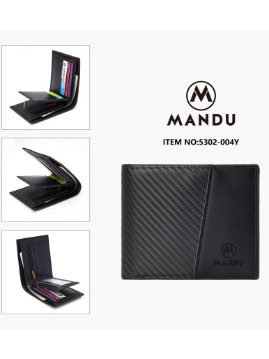 Men's wallet with perforated slot and Mando logo - Black