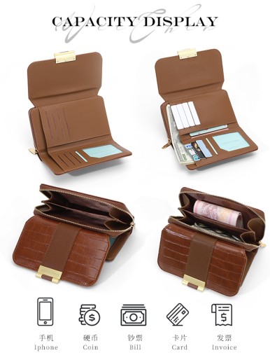 Long women's wallet - Brown