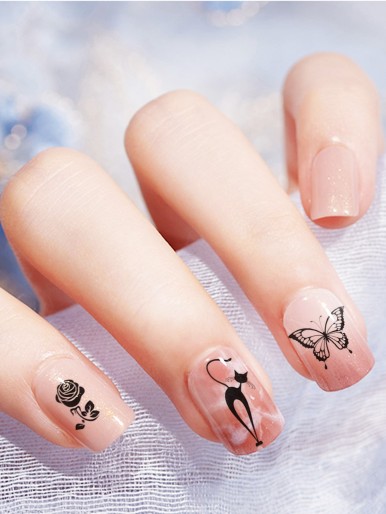 2sheets Snake & Heart Pattern Nail Art Sticker