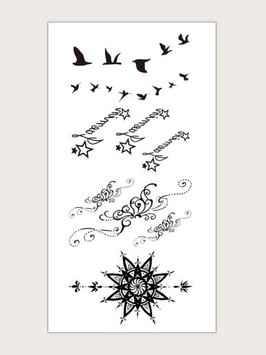 1sheet Birds Pattern Tattoo Sticker