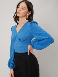 SHEIN Ribbed Off-the-Shoulder Ruched Crop Top