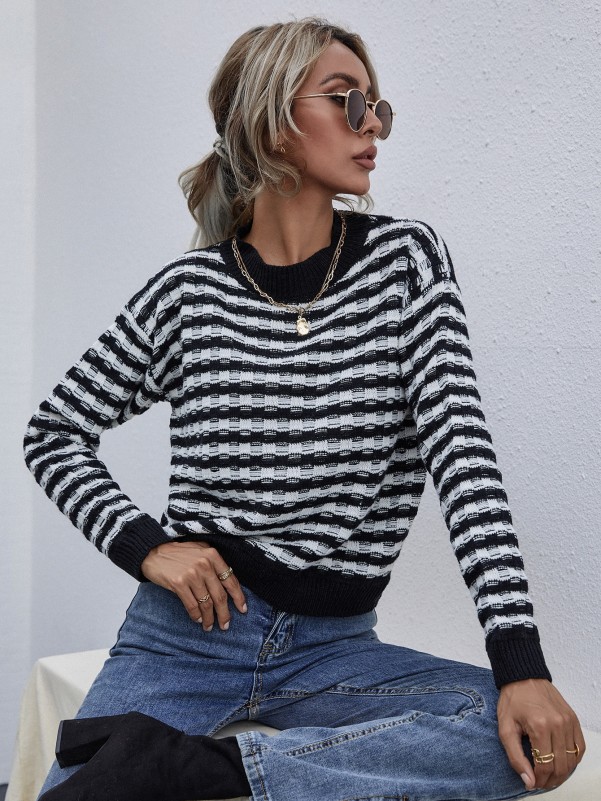 SHEIN Rib-knit Solid Crop Sweater