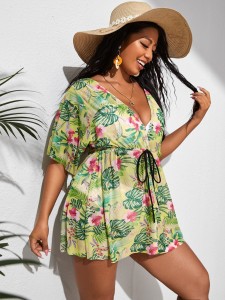 Plus Floral & Tropical Print Cover Up