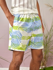 1pc Tropical Print Swim Trunks