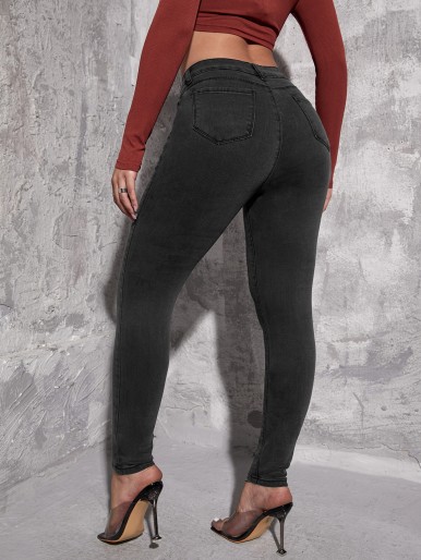 High Waist Skinny Cropped Jeans