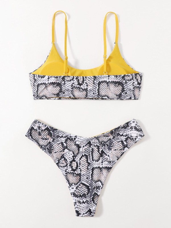 Plus Snakeskin Print Bikini Swimsuit