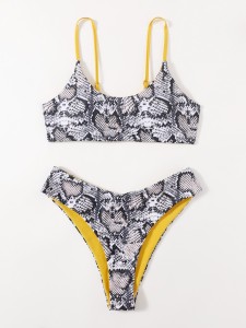 Plus Snakeskin Print Bikini Swimsuit