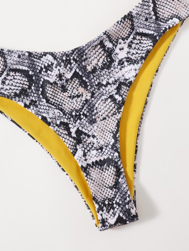 Plus Snakeskin Print Bikini Swimsuit