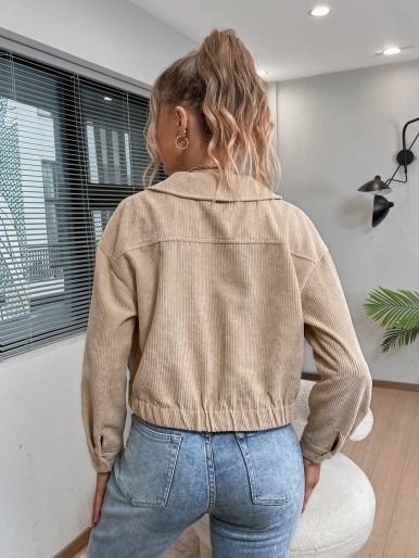 Solid Button Up Corduroy Jacket