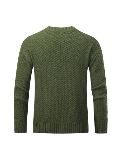 Men Cable Knit Solid Sweater