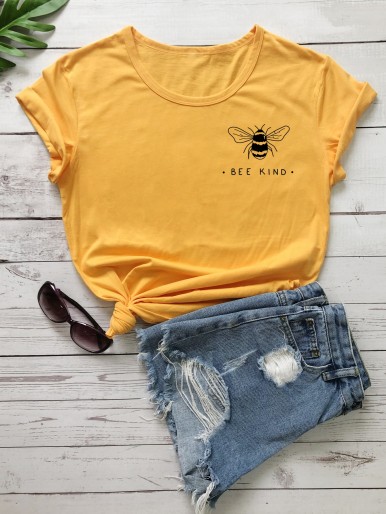 Plus Bee And Slogan Graphic Tee