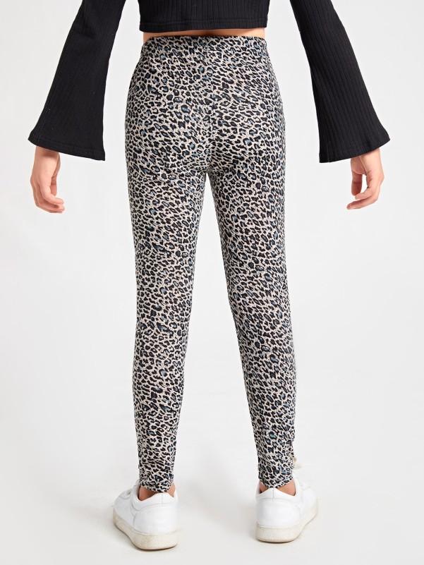 Girls Elastic Waist Leopard Leggings