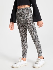 Girls Elastic Waist Leopard Leggings