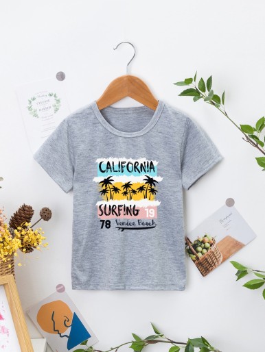 Toddler Boys Palm Tree & Letter Graphic Tee
