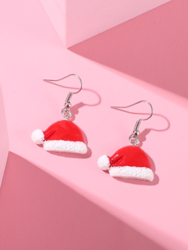 Girls Christmas Hat Drop Earrings