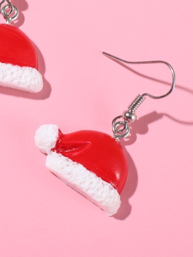 Girls Christmas Hat Drop Earrings