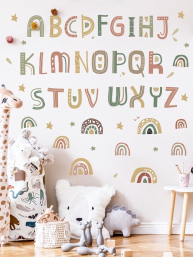 Kids English Alphabet Print Wall Sticker