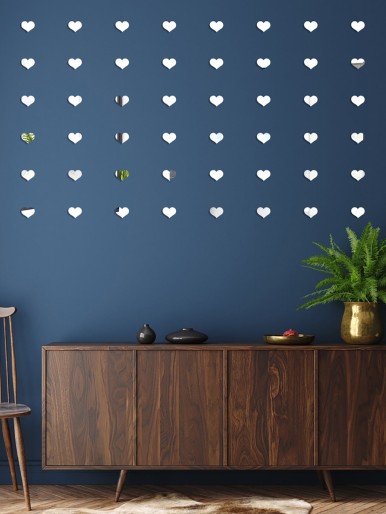 32pcs Heart Shaped Mirror Surface Wall Sticker