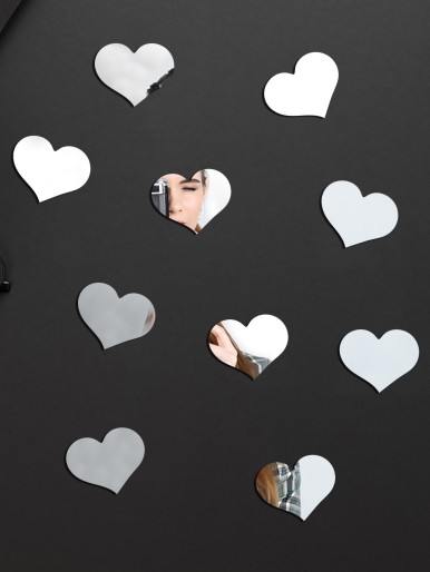 32 قطعة من ملصقات الحائط على سطح المرآة على شكل قلب