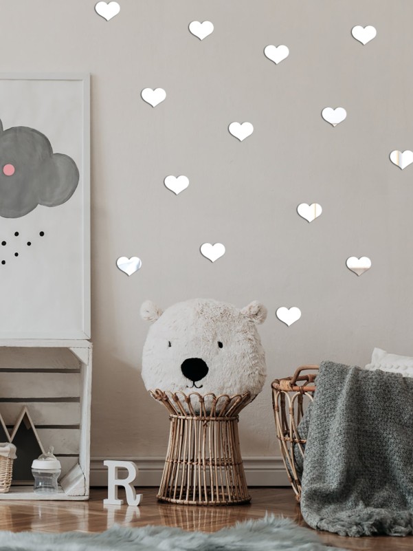 32pcs Heart Shaped Mirror Surface Wall Sticker