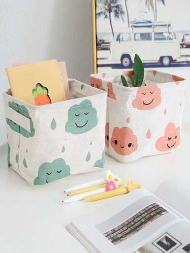 1pc Cloud Print Random Storage Basket