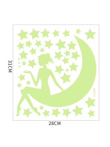 Moon & Star Print Glow Sticker