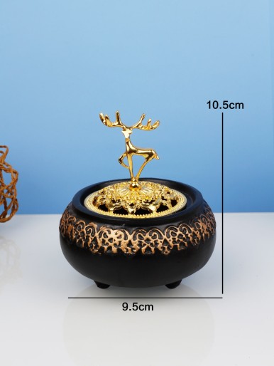 1pc Incense Burner With Deer Design Lid