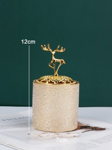 1pc Incense Burner With Deer Design Lid